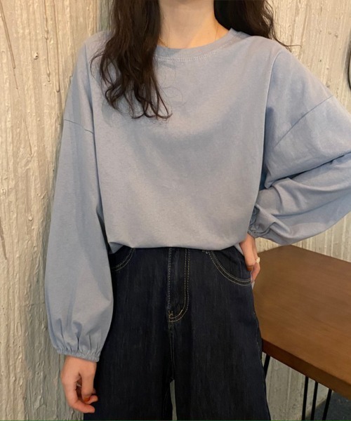 Flugge(フラッジー)の「袖ギャザーロングスリーブカットソー(Tシャツ/カットソー・レディース・パープル/ブルー/ブラック/イエロー/ホワイト・FREE)」の15枚目の写真