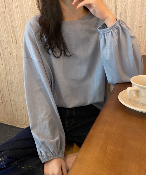 Flugge(フラッジー)の「袖ギャザーロングスリーブカットソー(Tシャツ/カットソー・レディース・パープル/ブルー/ブラック/イエロー/ホワイト・FREE)」の16枚目の写真