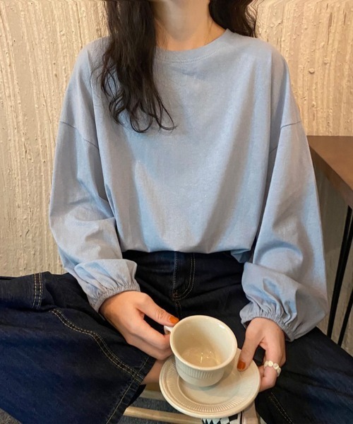 Flugge(フラッジー)の「袖ギャザーロングスリーブカットソー(Tシャツ/カットソー・レディース・パープル/ブルー/ブラック/イエロー/ホワイト・FREE)」の18枚目の写真