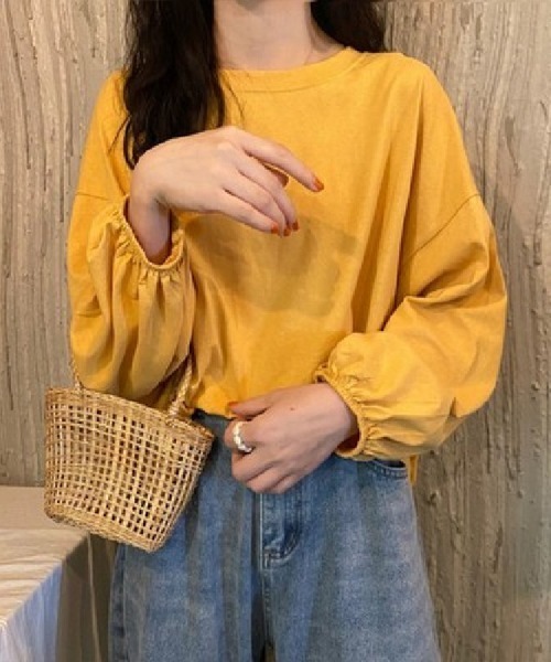 Flugge(フラッジー)の「袖ギャザーロングスリーブカットソー(Tシャツ/カットソー・レディース・パープル/ブルー/ブラック/イエロー/ホワイト・FREE)」の20枚目の写真