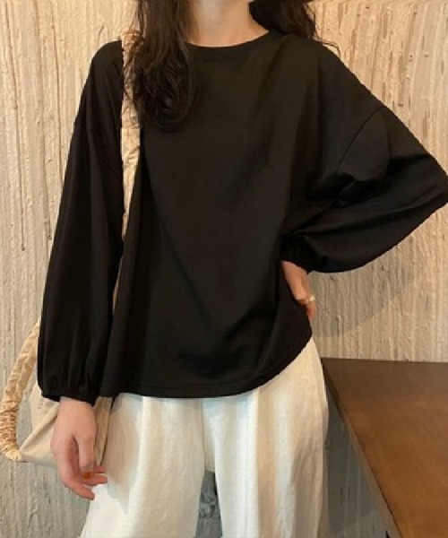 Flugge(フラッジー)の「袖ギャザーロングスリーブカットソー(Tシャツ/カットソー・レディース・パープル/ブルー/ブラック/イエロー/ホワイト・FREE)」の21枚目の写真