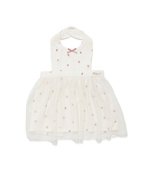 gelato pique(ジェラートピケ)の「【BABY】ストロベリー柄チュールお食事エプロン(スタイ/よだれかけ・キッズ・オフホワイト・F)」の5枚目の写真