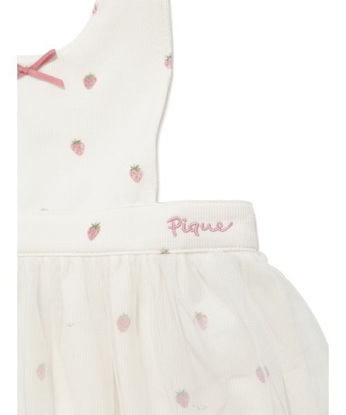 gelato pique(ジェラートピケ)の「【BABY】ストロベリー柄チュールお食事エプロン(スタイ/よだれかけ・キッズ・オフホワイト・F)」の8枚目の写真