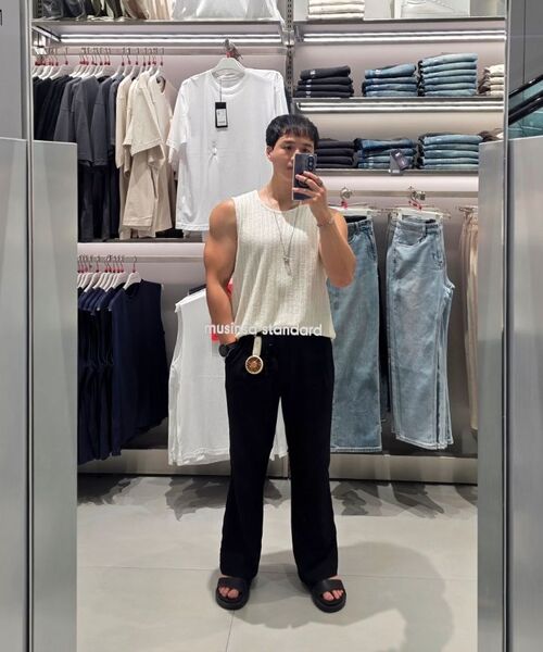 MUSINSA STANDARD（ムシンサスタンダード）の「クロシェスリーブレストップ [アイボリー]（Tシャツ/カットソー・メンズ・その他・XX-LARGE/X-LARGE/LARGE/MEDIUM/XXX-LARGE/SMALL）」の6枚目の写真