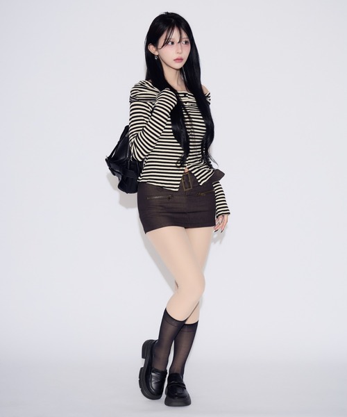 tinkerend(ティンカーエンド)の「Cargo Mini Skirt Pants / カーゴミニスカートパンツ(スカート・レディース・ブラック・FREE)」の8枚目の写真