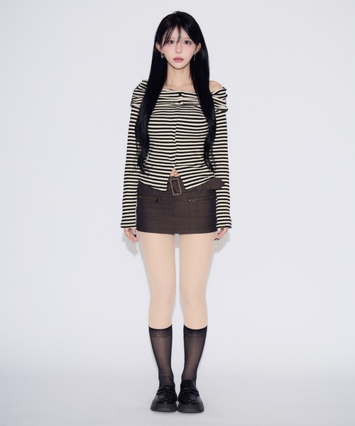 tinkerend(ティンカーエンド)の「Cargo Mini Skirt Pants / カーゴミニスカートパンツ(スカート・レディース・ブラック・FREE)」の6枚目の写真