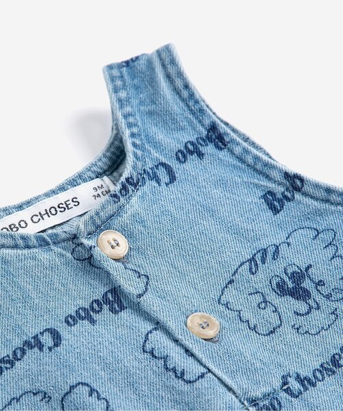 BOBO CHOSES（ボボショーズ）の「総柄Pickles The Dogロンパス【ベビー】（ロンパース・キッズ・サックスブルー・95/80）」の3枚目の写真
