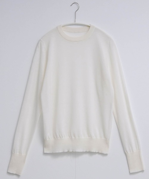 for/c（フォーシー）の「[新色追加]クルーネックシアーニット【サスティナブル】（ニット/セーター・レディース・チャコールグレー/ピンク/ライトグレー/ブラック/オフホワイト/ブラウン・L/LL/M）」の7枚目の写真