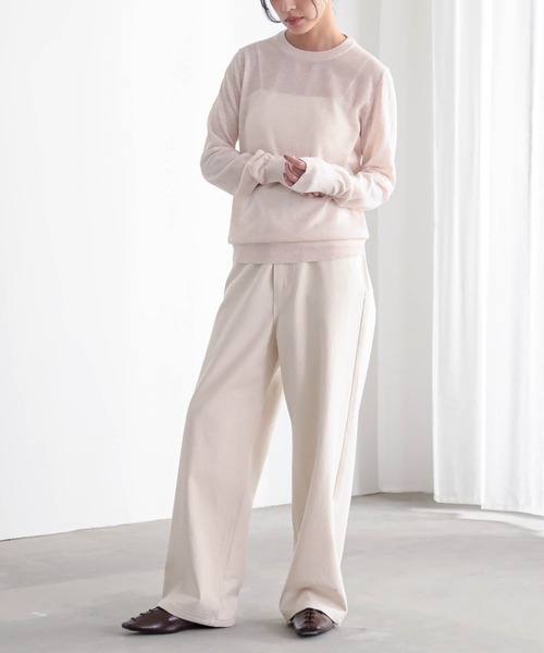 for/c（フォーシー）の「[新色追加]クルーネックシアーニット【サスティナブル】（ニット/セーター・レディース・チャコールグレー/ピンク/ライトグレー/ブラック/オフホワイト/ブラウン・L/LL/M）」の15枚目の写真