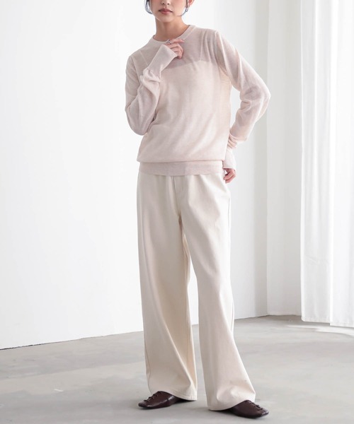for/c（フォーシー）の「[新色追加]クルーネックシアーニット【サスティナブル】（ニット/セーター・レディース・チャコールグレー/ピンク/ライトグレー/ブラック/オフホワイト/ブラウン・L/LL/M）」の16枚目の写真