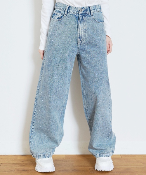 LOVETOXIC（ラブトキシック）の「オシャ映えストーンデニムパンツ（デニムパンツ・キッズ・ライトグレー/ライトブルー/グレー/ブルー・S:140cm/M:150cm/130cm/L:160cm）」の4枚目の写真
