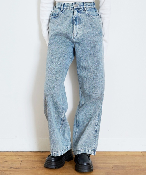 LOVETOXIC（ラブトキシック）の「オシャ映えストーンデニムパンツ（デニムパンツ・キッズ・ライトグレー/ライトブルー/グレー/ブルー・S:140cm/M:150cm/130cm/L:160cm）」の3枚目の写真