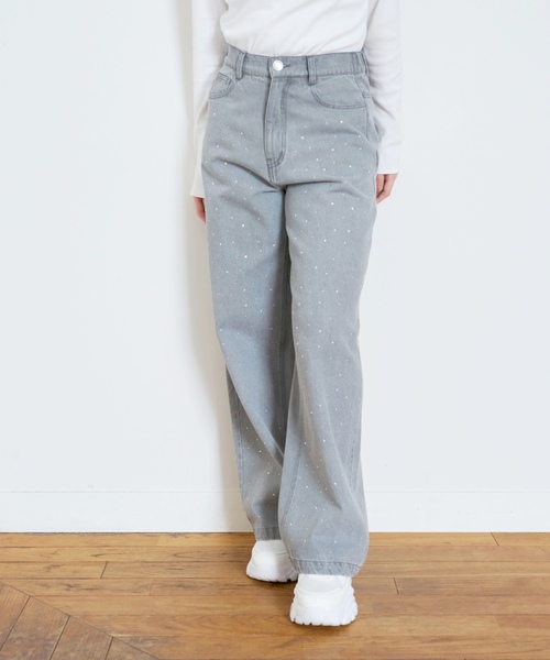 LOVETOXIC（ラブトキシック）の「オシャ映えストーンデニムパンツ（デニムパンツ・キッズ・ライトグレー/ライトブルー/グレー/ブルー・S:140cm/M:150cm/130cm/L:160cm）」の9枚目の写真