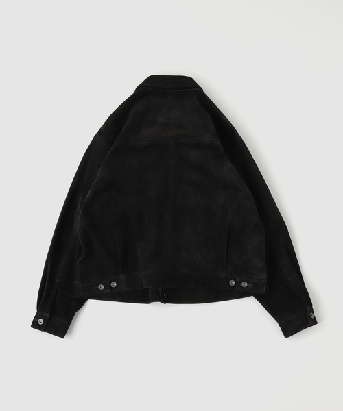 A LEATHER(エーレザー)の「A LEATHER / エーレザー TRUCKER JACKET-SUEDE(ライダースジャケット・メンズ・ブラック・MEDIUM)」の2枚目の写真
