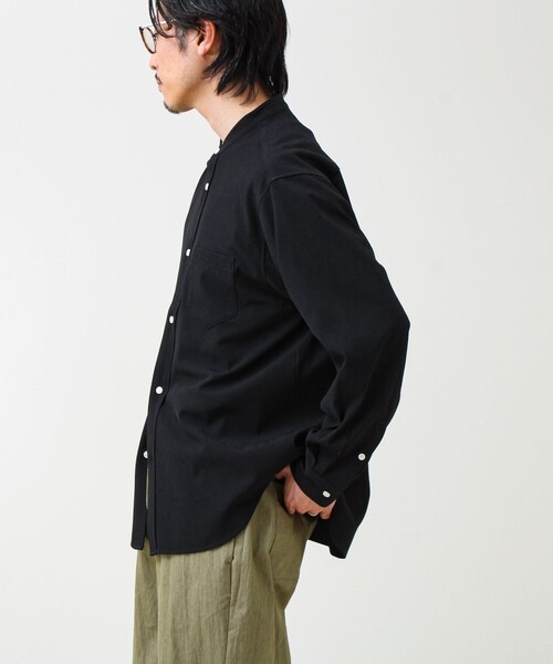 GLOSTER（グロスター）の「【きれい見えラク素材】crunchyバンドカラーシャツ（シャツ/ブラウス・メンズ・ブラック/ネイビー/サックスブルー・L/M/S）」の14枚目の写真