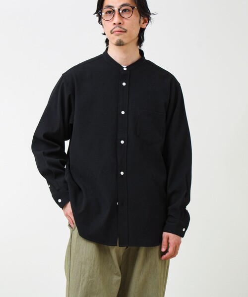 GLOSTER（グロスター）の「【きれい見えラク素材】crunchyバンドカラーシャツ（シャツ/ブラウス・メンズ・ブラック/ネイビー/サックスブルー・L/M/S）」の16枚目の写真
