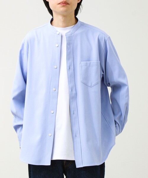 GLOSTER（グロスター）の「【きれい見えラク素材】crunchyバンドカラーシャツ（シャツ/ブラウス・メンズ・ブラック/ネイビー/サックスブルー・L/M/S）」の20枚目の写真