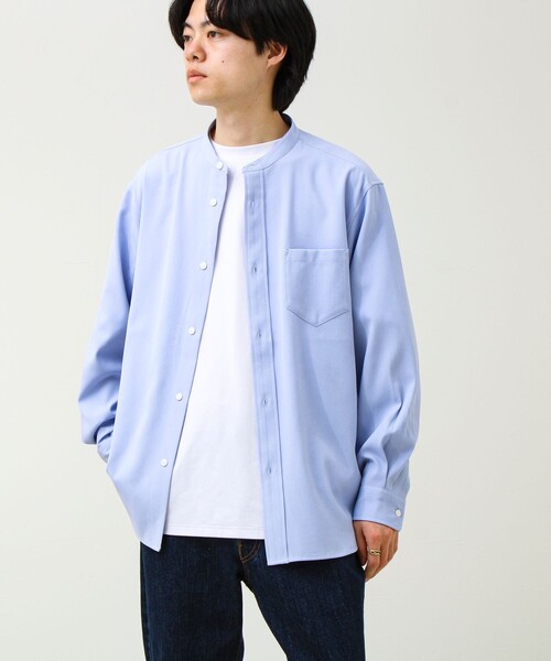 GLOSTER（グロスター）の「【きれい見えラク素材】crunchyバンドカラーシャツ（シャツ/ブラウス・メンズ・ブラック/ネイビー/サックスブルー・L/M/S）」の21枚目の写真