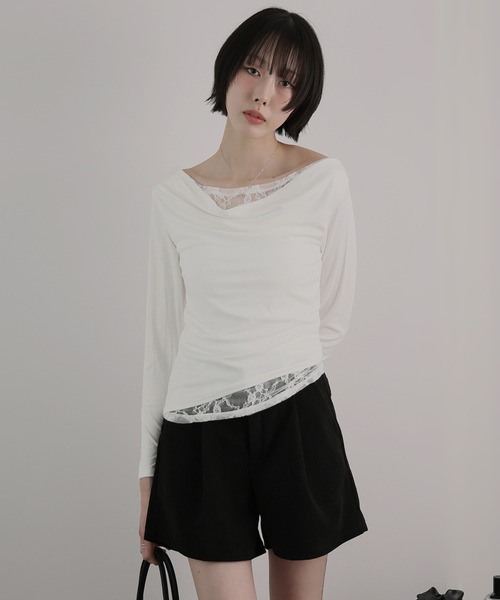 Ulysses(ユリシス)の「レースレイヤードボートネックカットソー(Tシャツ/カットソー・レディース・ブラック/ホワイト・F)」の8枚目の写真