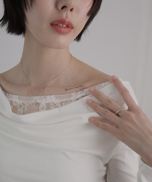 Ulysses(ユリシス)の「レースレイヤードボートネックカットソー(Tシャツ/カットソー・レディース・ブラック/ホワイト・F)」の14枚目の写真