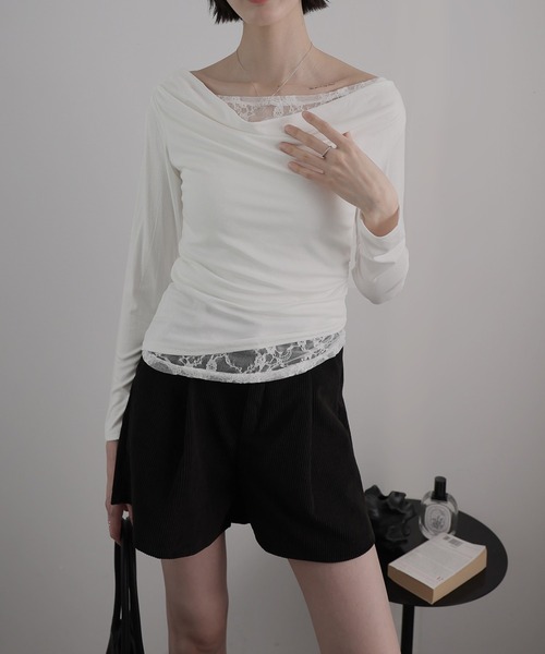 Ulysses(ユリシス)の「レースレイヤードボートネックカットソー(Tシャツ/カットソー・レディース・ブラック/ホワイト・F)」の15枚目の写真