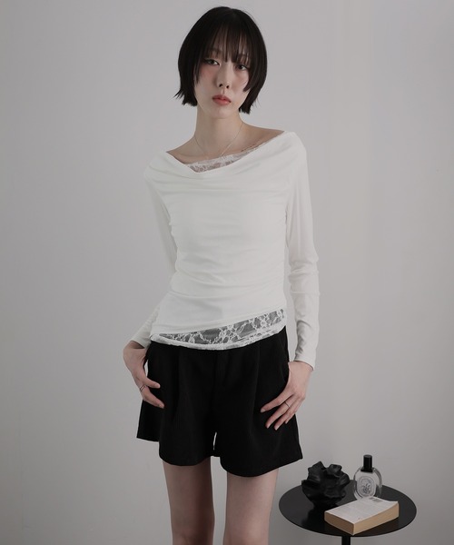 Ulysses(ユリシス)の「レースレイヤードボートネックカットソー(Tシャツ/カットソー・レディース・ブラック/ホワイト・F)」の19枚目の写真