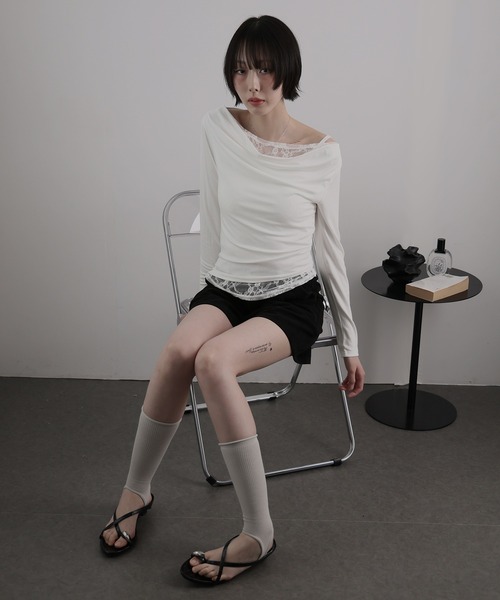 Ulysses(ユリシス)の「レースレイヤードボートネックカットソー(Tシャツ/カットソー・レディース・ブラック/ホワイト・F)」の20枚目の写真