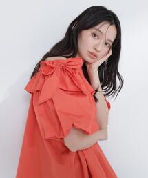 タグ付き新品MARLENE DAMオレンジ シルク30%リボンブラウス40 シャツ/ブラウス（オレンジ/橙色系・リボン）ファッション通販 - ZOZOTOWN