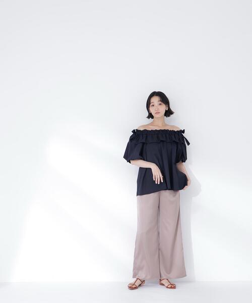 NATURAL BEAUTY BASIC(ナチュラルビューティーベーシック)の「【Oggi.jp掲載】◇ショルダーリボンブラウス(シャツ/ブラウス・レディース・オレンジ/ブラック/オフホワイト/ブルー・FREE)」の6枚目の写真