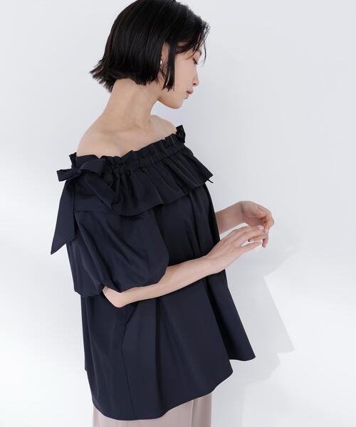 NATURAL BEAUTY BASIC(ナチュラルビューティーベーシック)の「【Oggi.jp掲載】◇ショルダーリボンブラウス(シャツ/ブラウス・レディース・オレンジ/ブラック/オフホワイト/ブルー・FREE)」の7枚目の写真