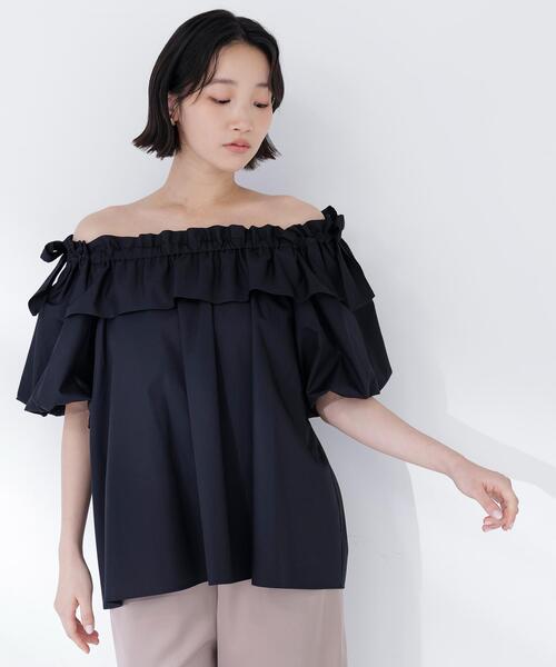 NATURAL BEAUTY BASIC(ナチュラルビューティーベーシック)の「【Oggi.jp掲載】◇ショルダーリボンブラウス(シャツ/ブラウス・レディース・オレンジ/ブラック/オフホワイト/ブルー・FREE)」の9枚目の写真