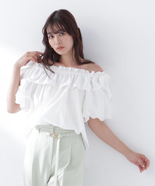 NATURAL BEAUTY BASIC（ナチュラルビューティーベーシック）の「【Oggi.jp掲載】◇ショルダーリボンブラウス（シャツ/ブラウス・レディース・オレンジ/ブラック/オフホワイト/ブルー・FREE）」の7枚目の写真