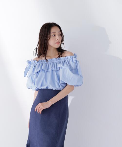 NATURAL BEAUTY BASIC（ナチュラルビューティーベーシック）の「【Oggi.jp掲載】◇ショルダーリボンブラウス（シャツ/ブラウス・レディース・オレンジ/ブラック/オフホワイト/ブルー・FREE）」の22枚目の写真