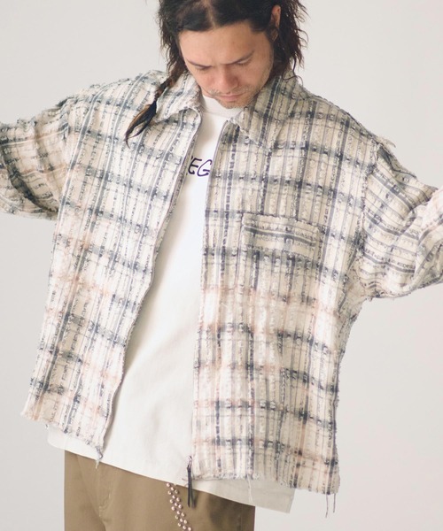 ADAM PATEK(アダムパテック)の「ms6438-short length bleached check zipup shirt ジップアップシャツ(AP2615012)(シャツ/ブラウス・メンズ・ブラック/ホワイト・2/1)」の22枚目の写真