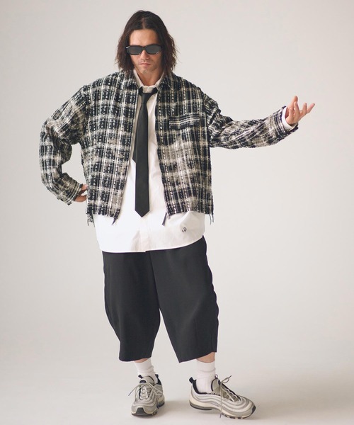 ADAM PATEK(アダムパテック)の「ms6438-short length bleached check zipup shirt ジップアップシャツ(AP2615012)(シャツ/ブラウス・メンズ・ブラック/ホワイト・2/1)」の4枚目の写真