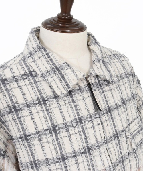 ADAM PATEK(アダムパテック)の「ms6438-short length bleached check zipup shirt ジップアップシャツ(AP2615012)(シャツ/ブラウス・メンズ・ブラック/ホワイト・2/1)」の11枚目の写真