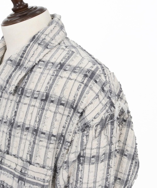 ADAM PATEK(アダムパテック)の「ms6438-short length bleached check zipup shirt ジップアップシャツ(AP2615012)(シャツ/ブラウス・メンズ・ブラック/ホワイト・2/1)」の13枚目の写真