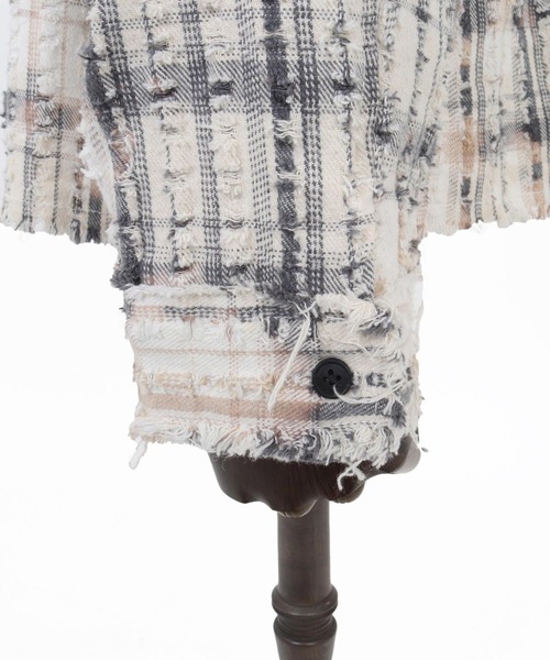 ADAM PATEK(アダムパテック)の「ms6438-short length bleached check zipup shirt ジップアップシャツ(AP2615012)(シャツ/ブラウス・メンズ・ブラック/ホワイト・2/1)」の14枚目の写真