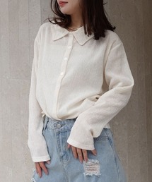 CORNERS | メランジ楊柳ポロネックカーディガン【セットアップ可能】(カーディガン/ボレロ)