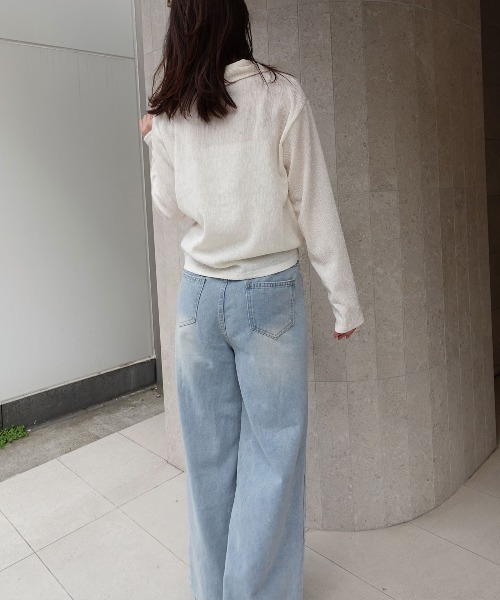 CORNERS（コーナーズ）の「メランジ楊柳ポロネックカーディガン【セットアップ可能】（カーディガン/ボレロ・レディース・アイボリー/ブラウン/ライトグレー・M）」の9枚目の写真