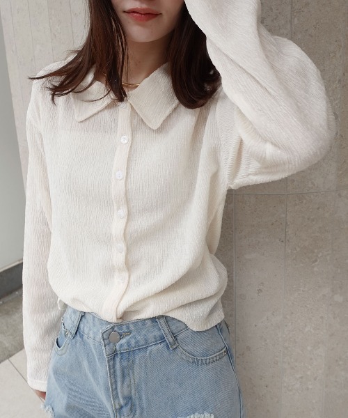 CORNERS（コーナーズ）の「メランジ楊柳ポロネックカーディガン【セットアップ可能】（カーディガン/ボレロ・レディース・アイボリー/ブラウン/ライトグレー・M）」の10枚目の写真