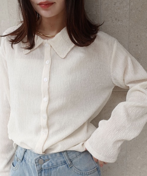 CORNERS（コーナーズ）の「メランジ楊柳ポロネックカーディガン【セットアップ可能】（カーディガン/ボレロ・レディース・アイボリー/ブラウン/ライトグレー・M）」の11枚目の写真