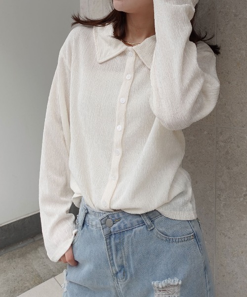 CORNERS（コーナーズ）の「メランジ楊柳ポロネックカーディガン【セットアップ可能】（カーディガン/ボレロ・レディース・アイボリー/ブラウン/ライトグレー・M）」の14枚目の写真