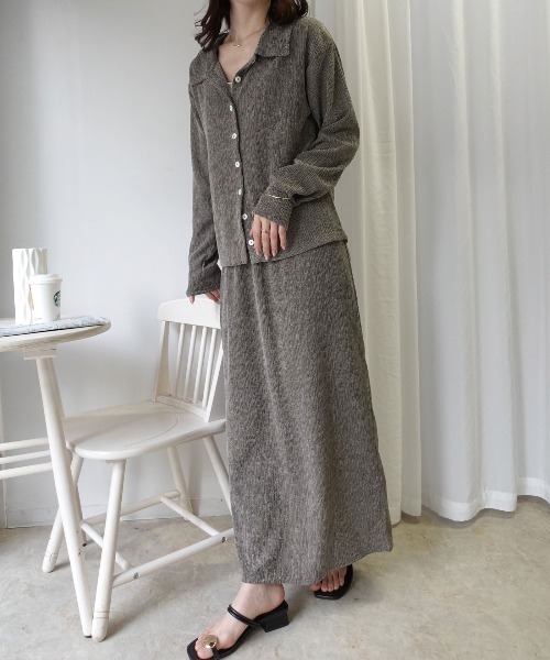 CORNERS（コーナーズ）の「メランジ楊柳ポロネックカーディガン【セットアップ可能】（カーディガン/ボレロ・レディース・アイボリー/ブラウン/ライトグレー・M）」の17枚目の写真