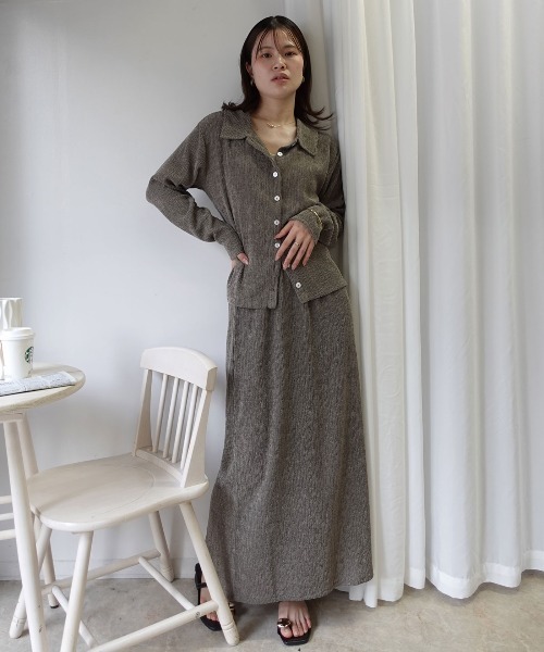 CORNERS（コーナーズ）の「メランジ楊柳ポロネックカーディガン【セットアップ可能】（カーディガン/ボレロ・レディース・アイボリー/ブラウン/ライトグレー・M）」の20枚目の写真