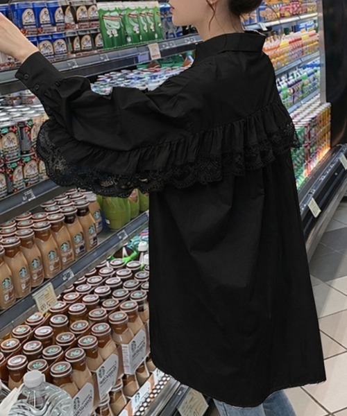 SallyLunn(サリーラン)の「バックレース フリルシャツ(シャツ/ブラウス・レディース・ブラック・MEDIUM/LARGE)」の5枚目の写真