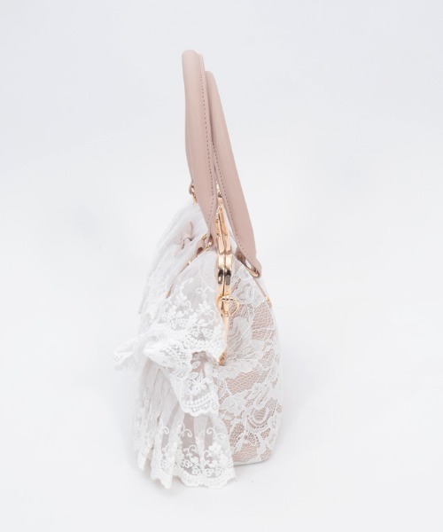 axes femme(アクシーズファム)の「レースフリルがま口バッグ(ボストンバッグ・レディース・ブラック/キナリ・FREE)」の5枚目の写真