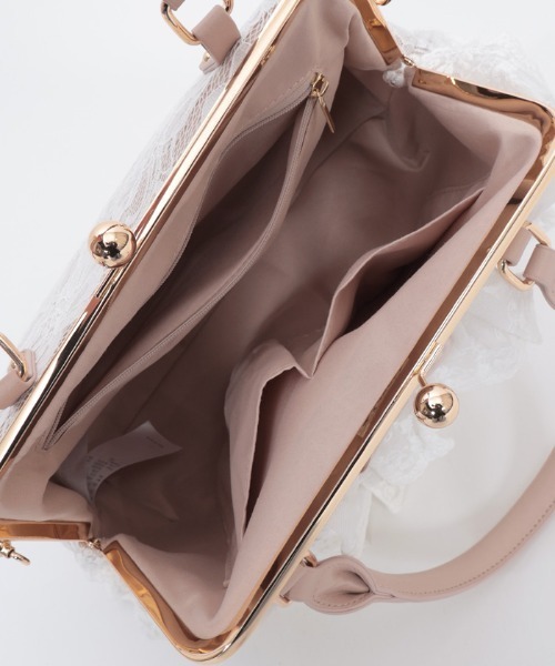 axes femme(アクシーズファム)の「レースフリルがま口バッグ(ボストンバッグ・レディース・ブラック/キナリ・FREE)」の12枚目の写真