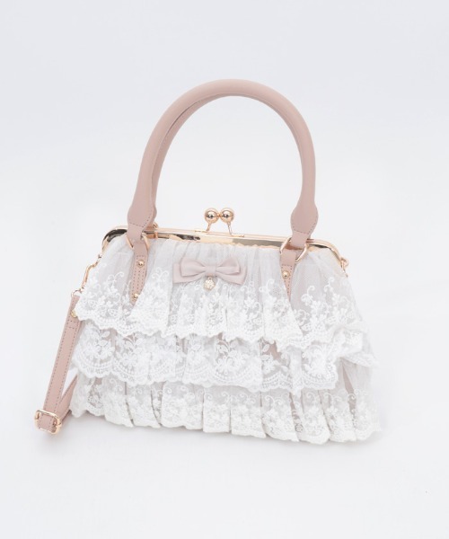 axes femme(アクシーズファム)の「レースフリルがま口バッグ(ボストンバッグ・レディース・ブラック/キナリ・FREE)」の14枚目の写真