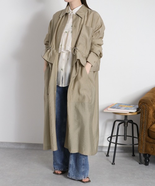 cepo（セポ）の「4WAY シアーシャツコートワンピース 〈セットアップ対応・羽織り・着回し抜群〉（シャツ/ブラウス・レディース・オリーブ/ベージュ・M）」の4枚目の写真